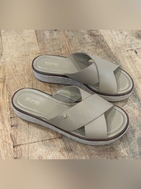 Michael Kors Beige Cross Platform Sandals